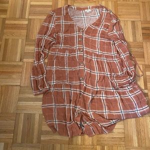 Flannel long sleeve mini dress Size L